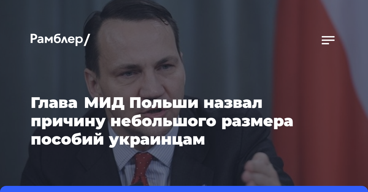 Глава МИД Польши назвал причину небольшого размера пособий украинцам