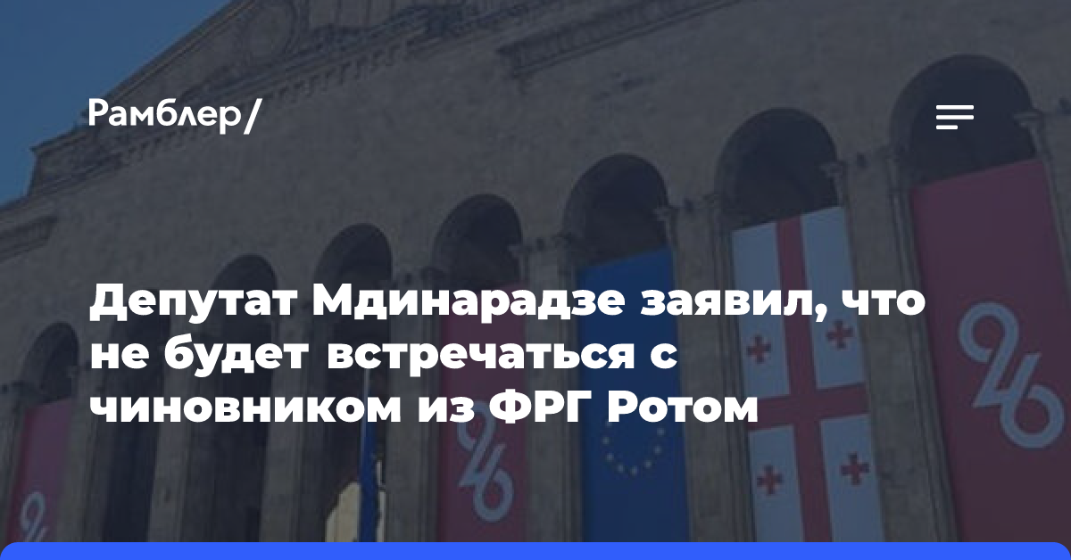 Депутат Мдинарадзе заявил, что не будет встречаться с чиновником из ФРГ Ротом