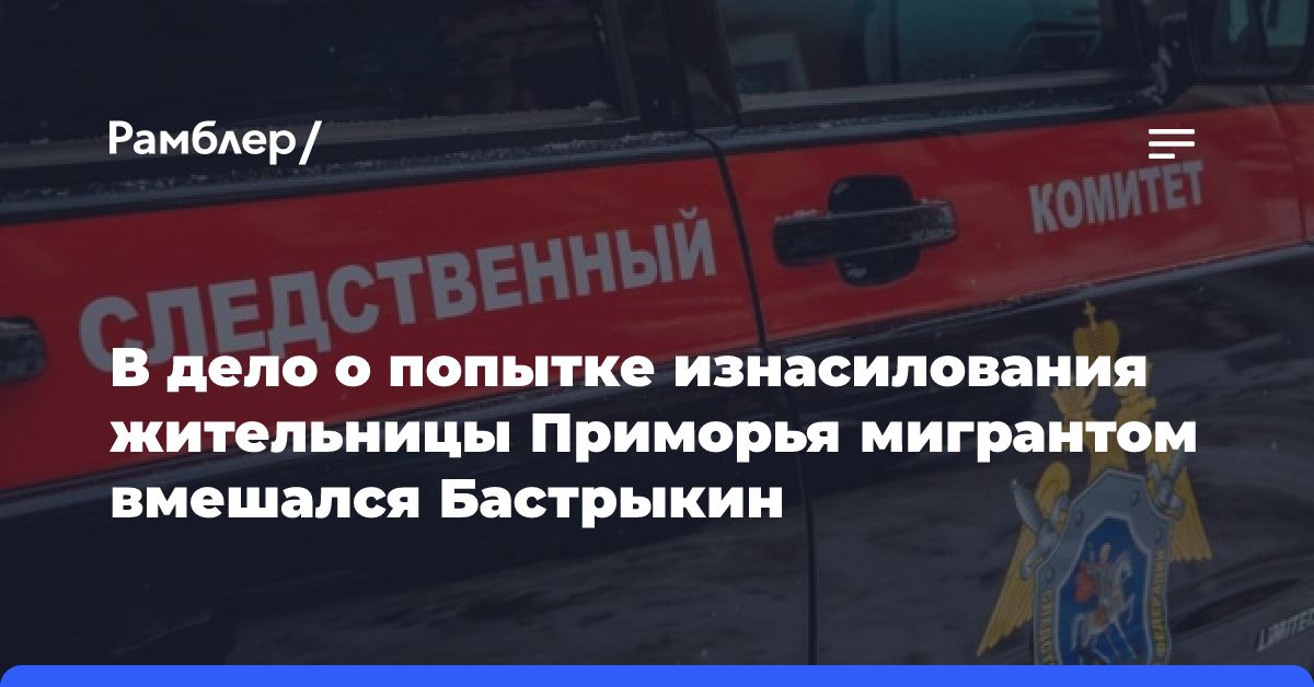 В дело о попытке изнасилования жительницы Приморья мигрантом вмешался Бастрыкин