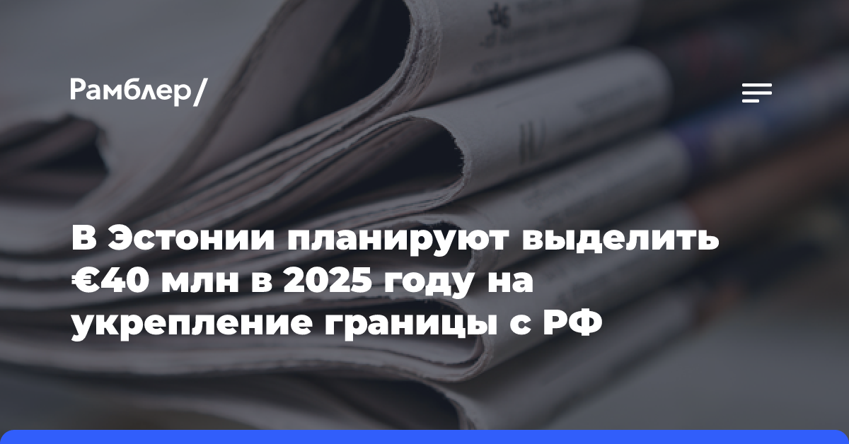 В Эстонии планируют выделить €40 млн в 2025 году на укрепление границы с РФ