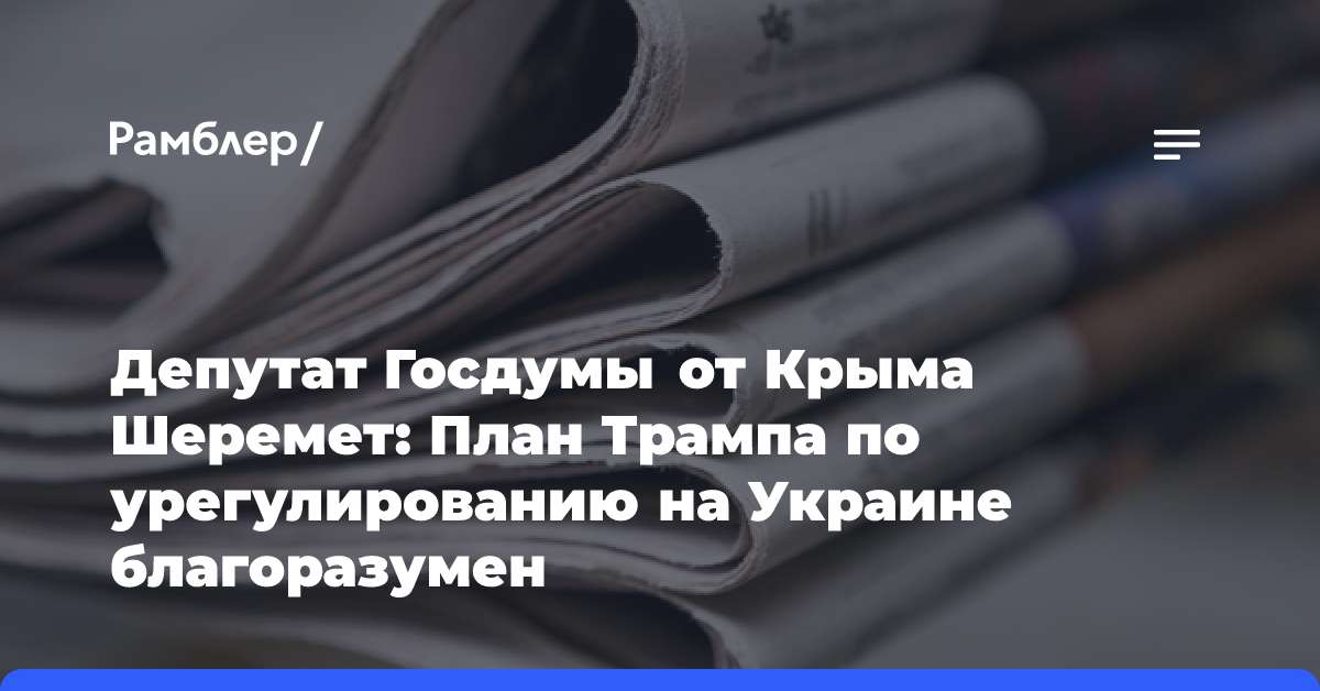 Депутат Госдумы от Крыма Шеремет: План Трампа по урегулированию на Украине благоразумен