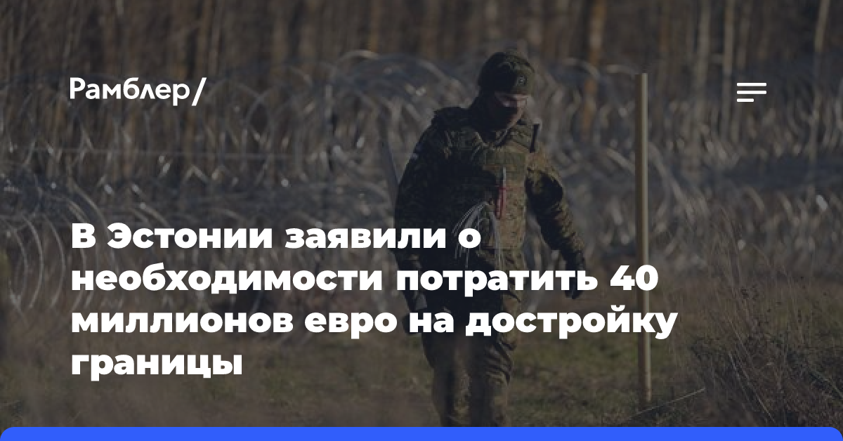 В Эстонии заявили о необходимости потратить 40 миллионов евро на достройку границы