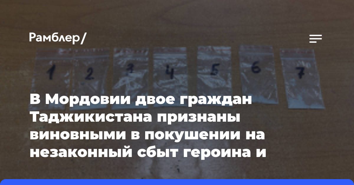 В Мордовии двое граждан Таджикистана признаны виновными в покушении на незаконный сбыт героина и метадона