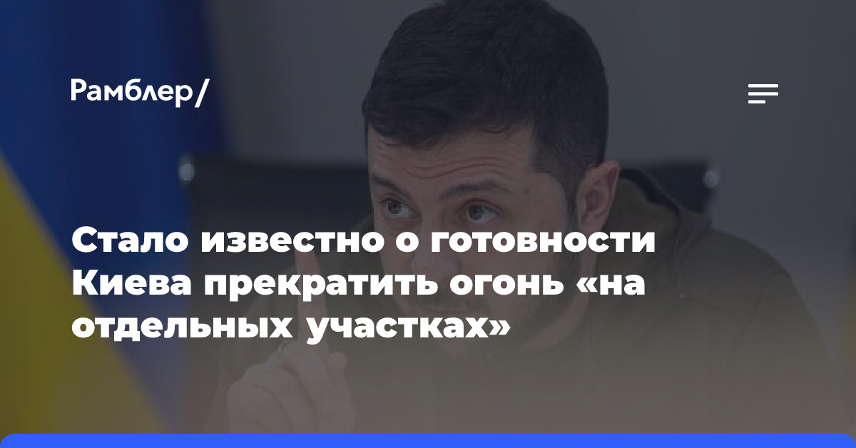 Стало известно о готовности Киева прекратить огонь «на отдельных участках»