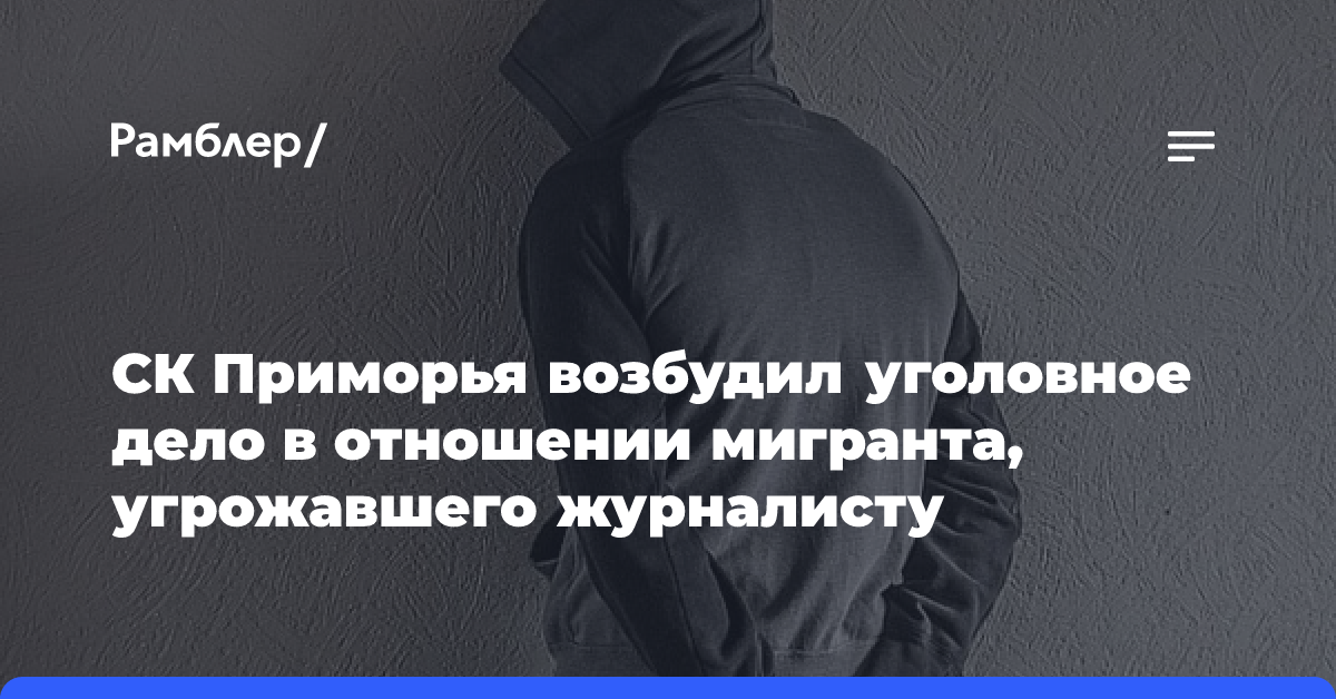 СК Приморья возбудил уголовное дело в отношении мигранта, угрожавшего журналисту