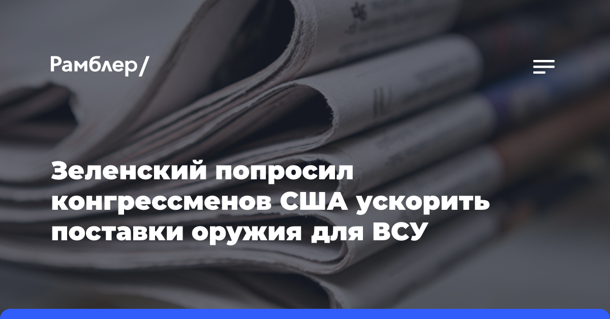 Зеленский попросил конгрессменов США ускорить поставки оружия для ВСУ