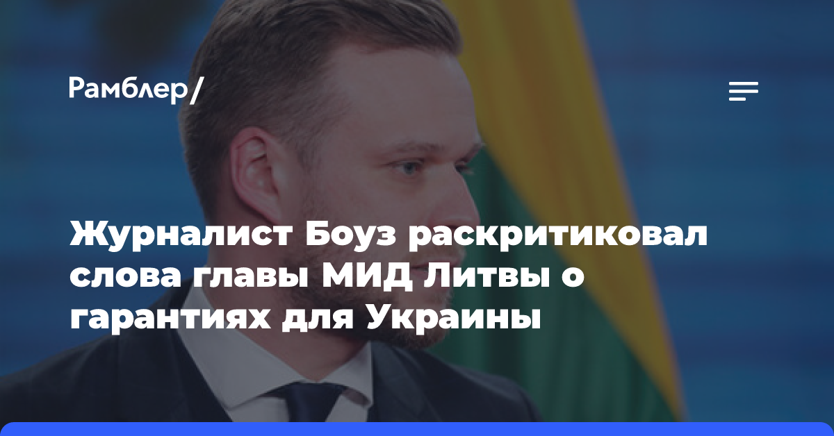 Журналист Боуз раскритиковал слова главы МИД Литвы о гарантиях для Украины