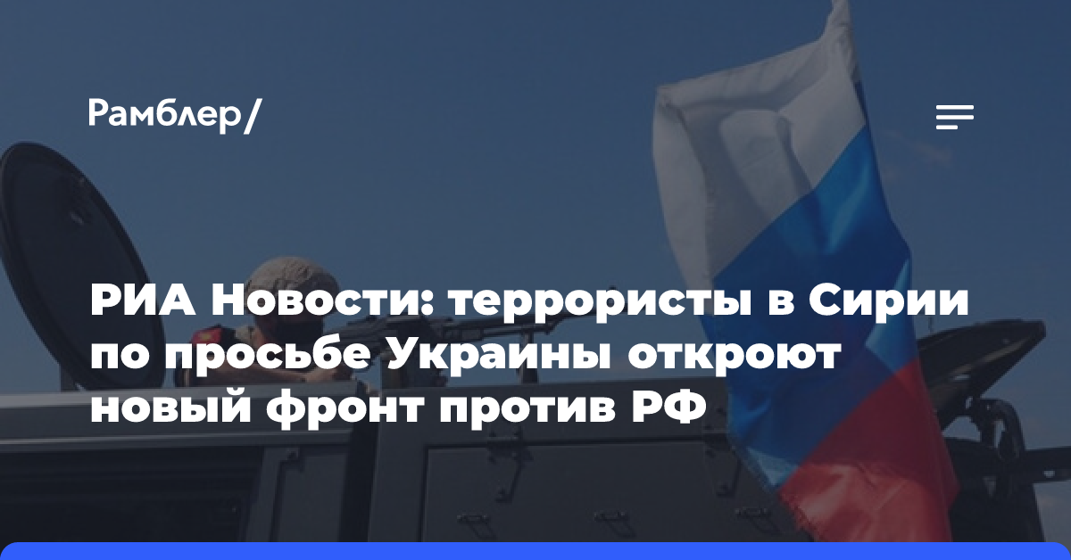 РИА Новости: террористы в Сирии по просьбе Украины откроют новый фронт против РФ