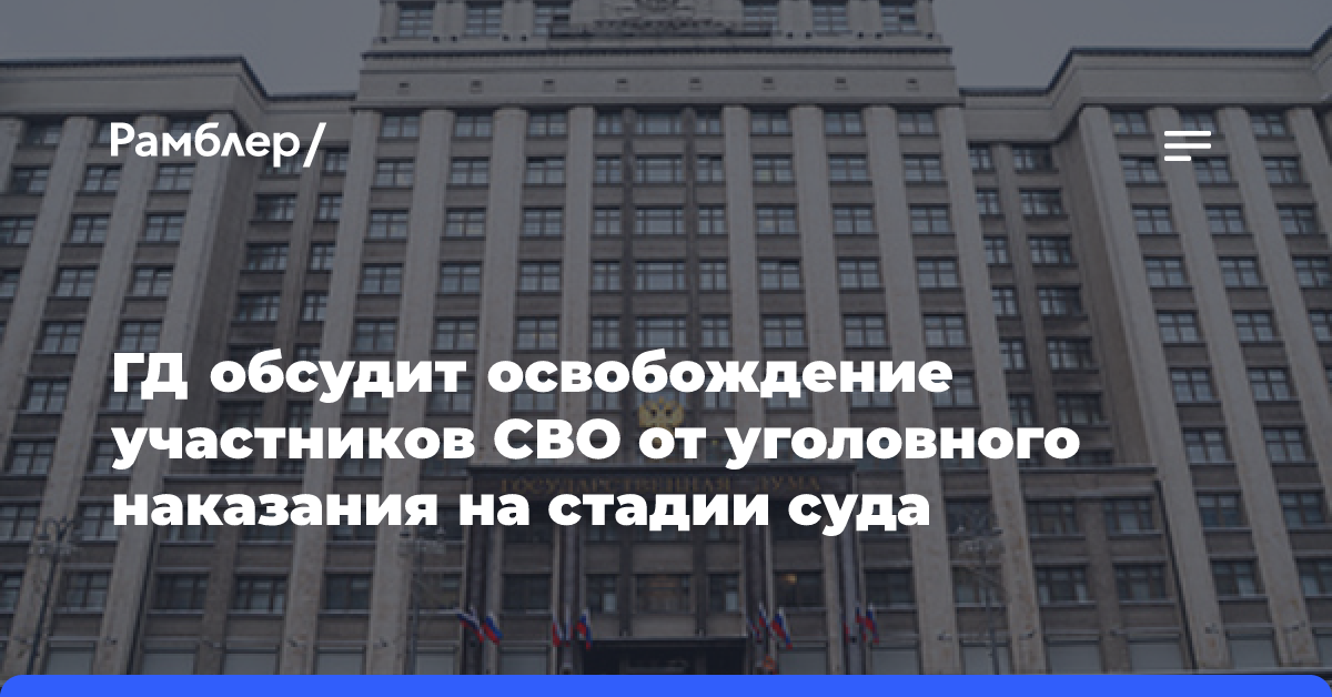 Госдума обсудит освобождение участников СВО от уголовного наказания на стадии суда