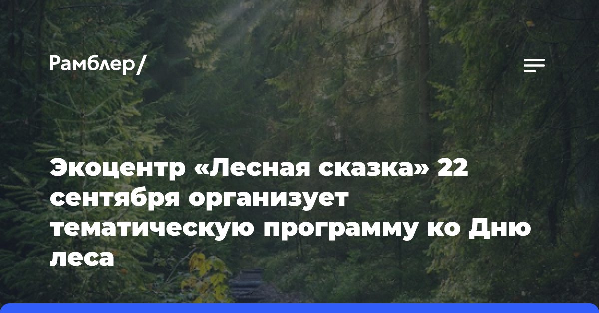 Экоцентр «Лесная сказка» 22 сентября организует тематическую программу ко Дню леса