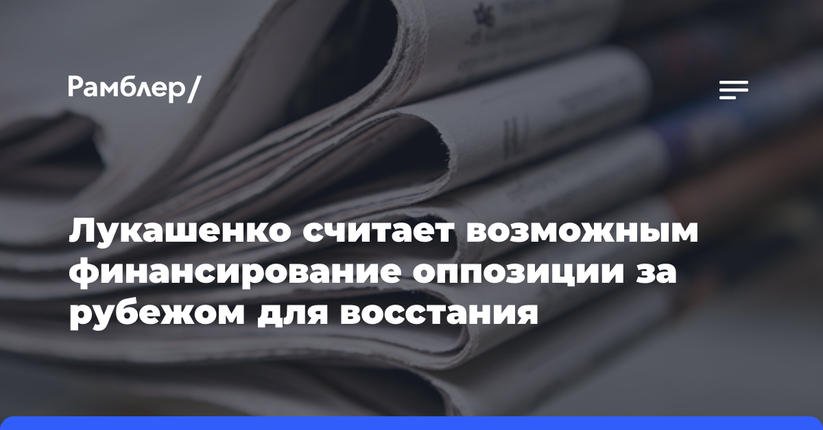 Лукашенко считает возможным финансирование оппозиции за рубежом для восстания