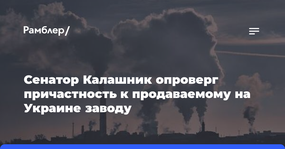 Сенатор Калашник опроверг причастность к продаваемому на Украине заводу