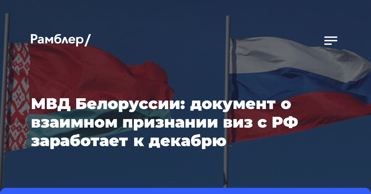 МВД Белоруссии: документ о взаимном признании виз с РФ заработает к декабрю