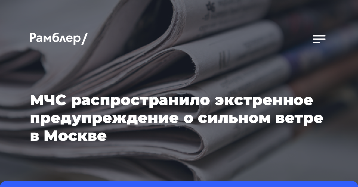 МЧС распространило экстренное предупреждение о сильном ветре в Москве