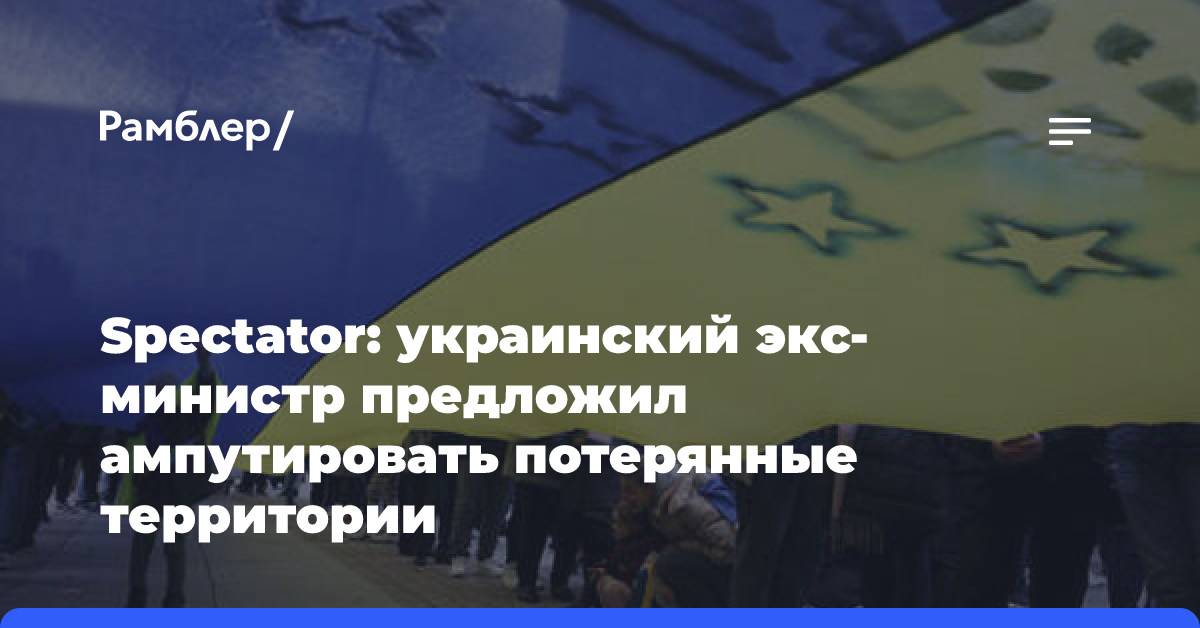 Spectator: украинский экс-министр предложил ампутировать потерянные территории