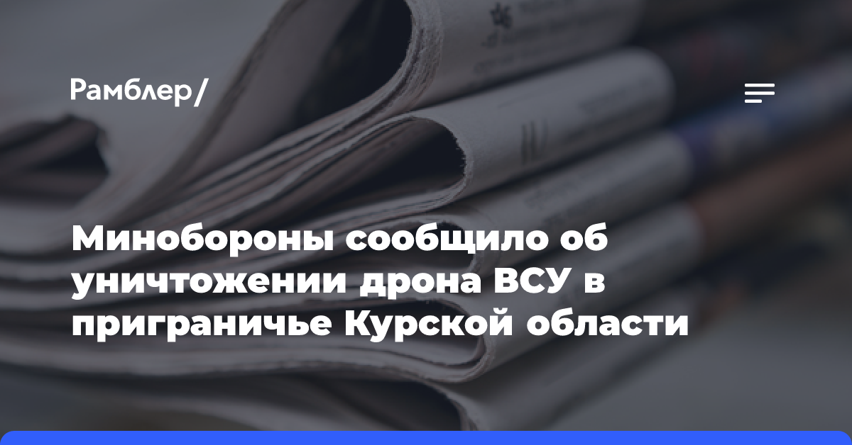 Минобороны сообщило об уничтожении дрона ВСУ в приграничье Курской области