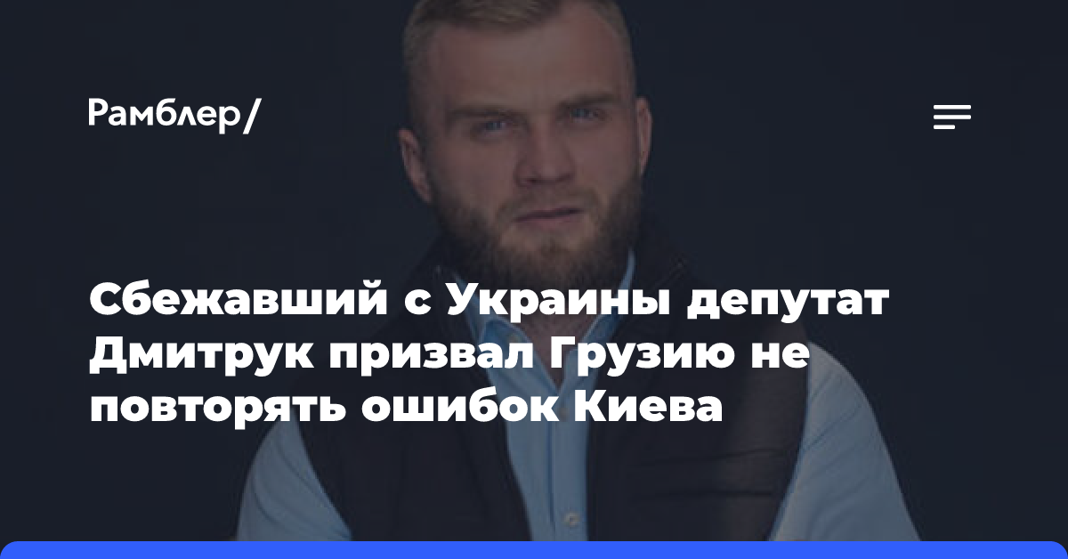 Сбежавший с Украины депутат Дмитрук призвал Грузию не повторять ошибок Киева