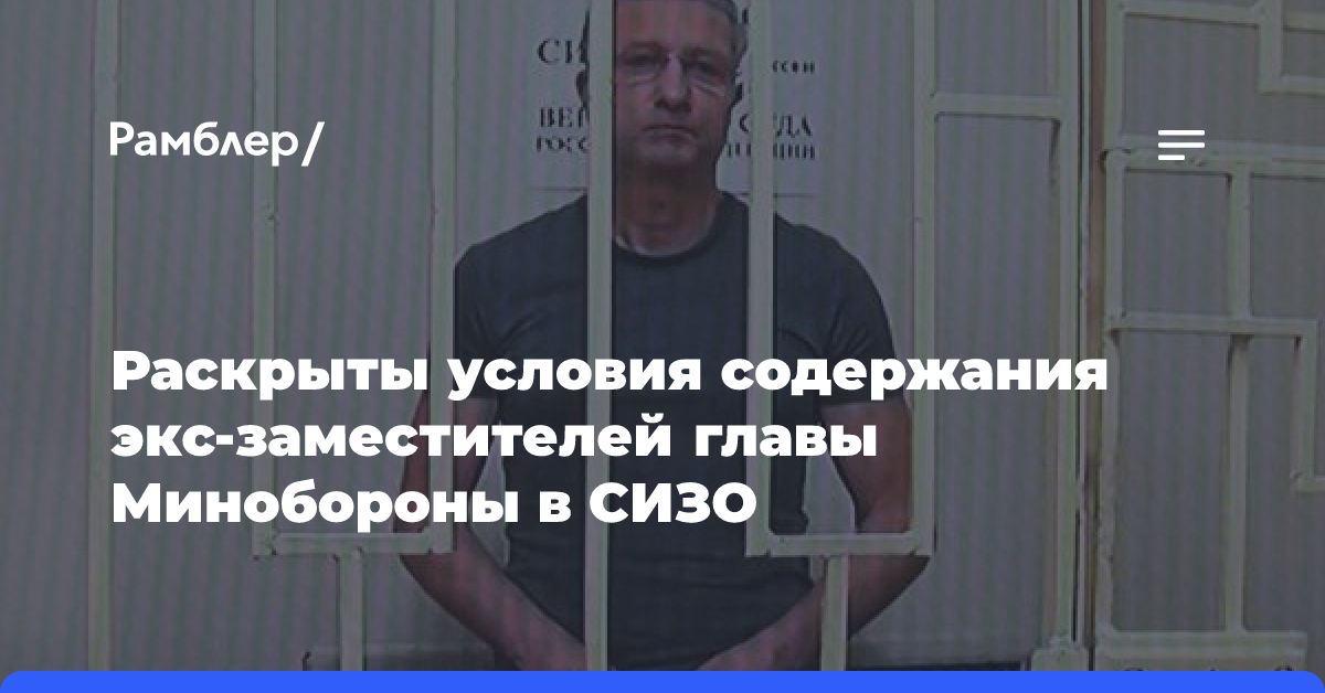 Раскрыты условия содержания экс-заместителей главы Минобороны в СИЗО