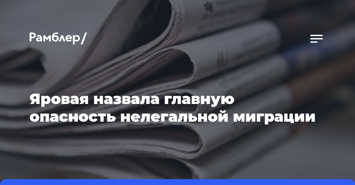 Яровая назвала главную опасность нелегальной миграции