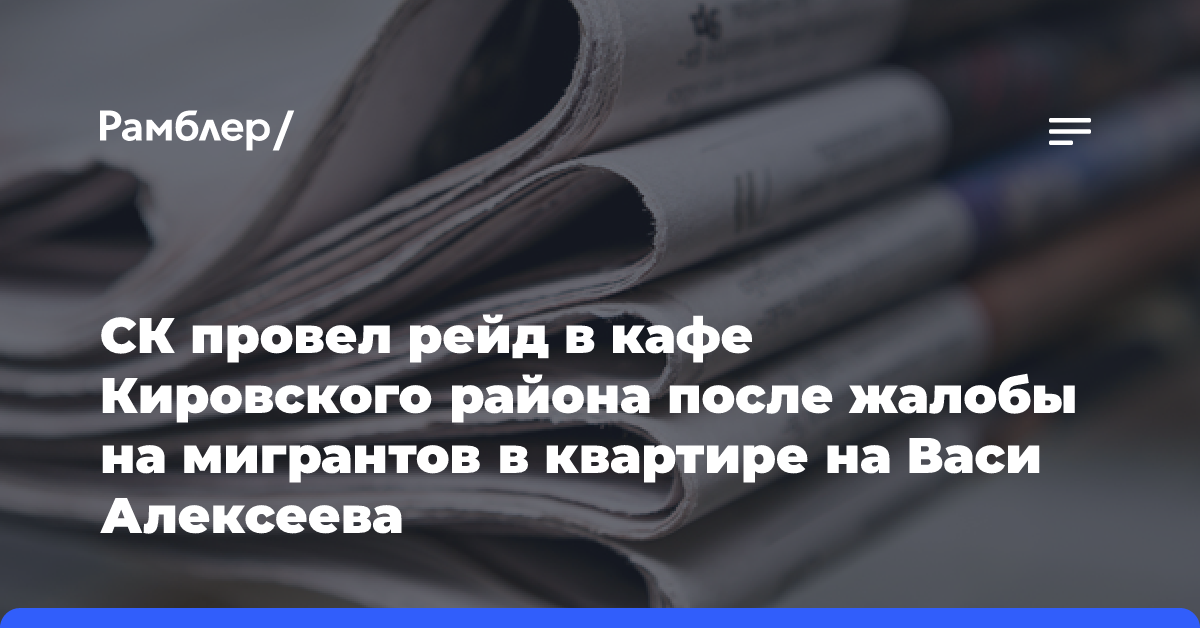 СК провел рейд в кафе Кировского района после жалобы на мигрантов в квартире на Васи Алексеева