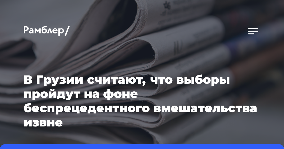 В Грузии считают, что выборы пройдут на фоне беспрецедентного вмешательства извне