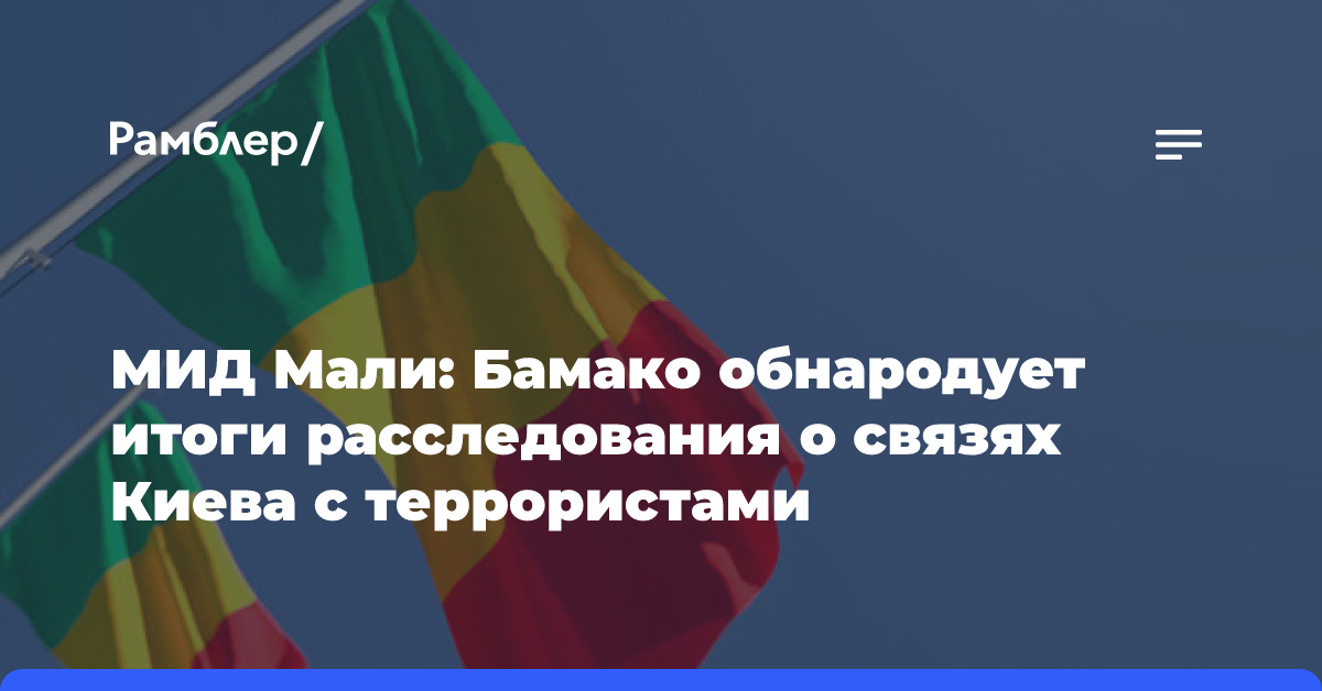 МИД Мали: Бамако обнародует итоги расследования о связях Киева с террористами