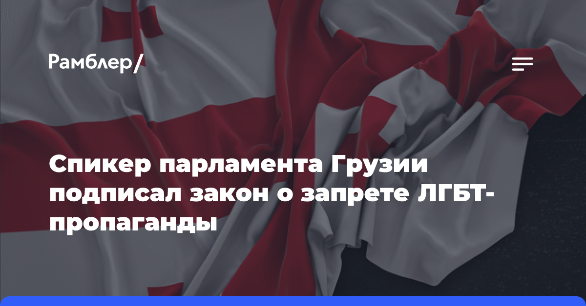 Спикер парламента Грузии подписал закон о запрете ЛГБТ-пропаганды