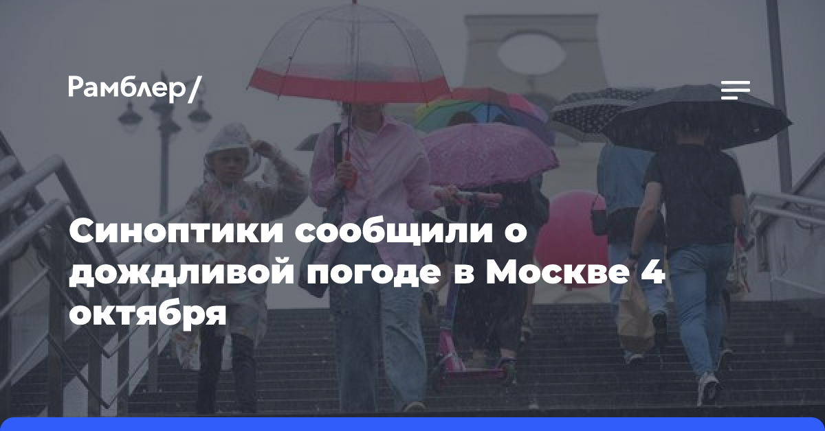 Синоптики сообщили о дождливой погоде в Москве 4 октября