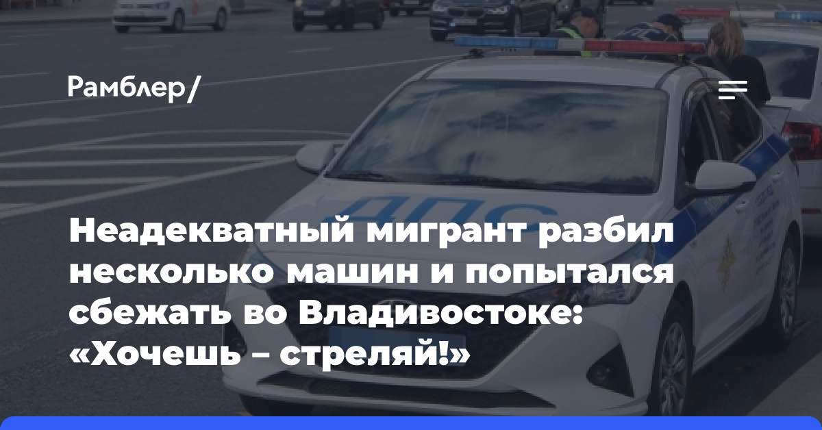 Неадекватный мигрант разбил несколько машин и попытался сбежать во Владивостоке: «Хочешь, стреляй!»