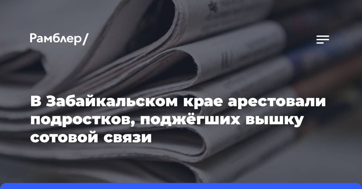 В Забайкальском крае арестовали подростков, поджёгших вышку сотовой связи