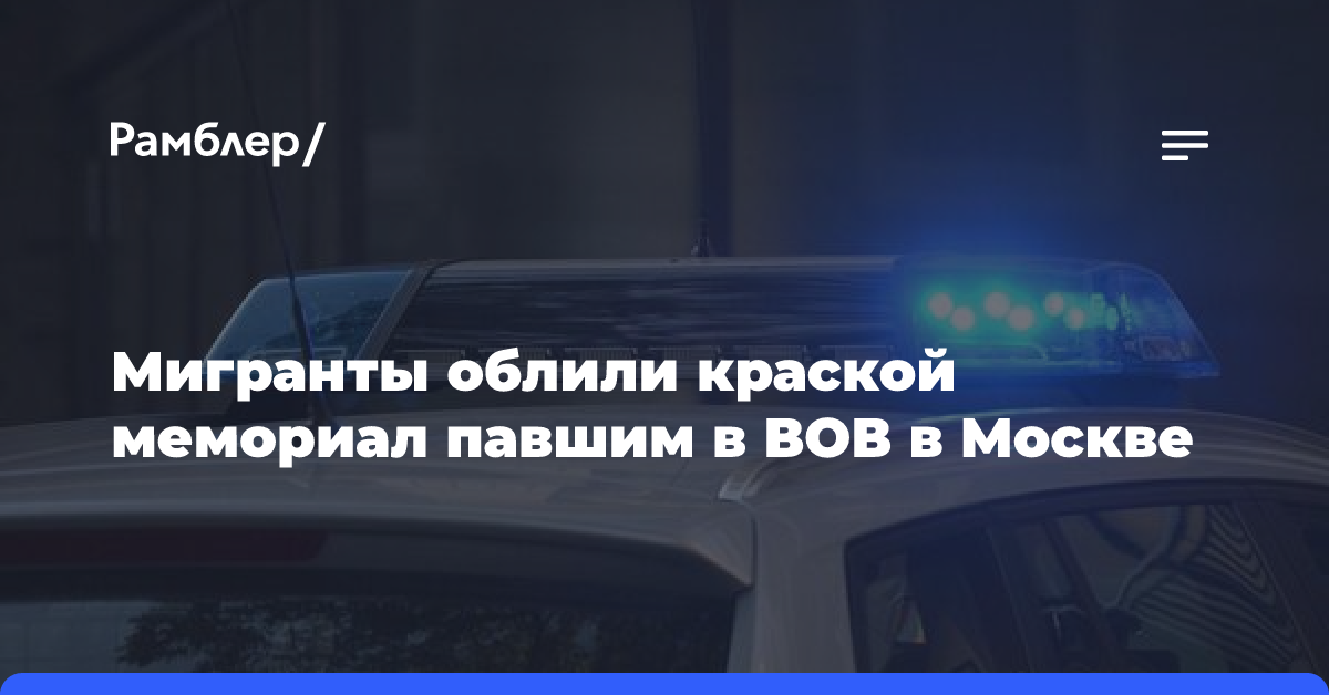 Мигранты облили краской мемориал павшим в ВОВ в Москве