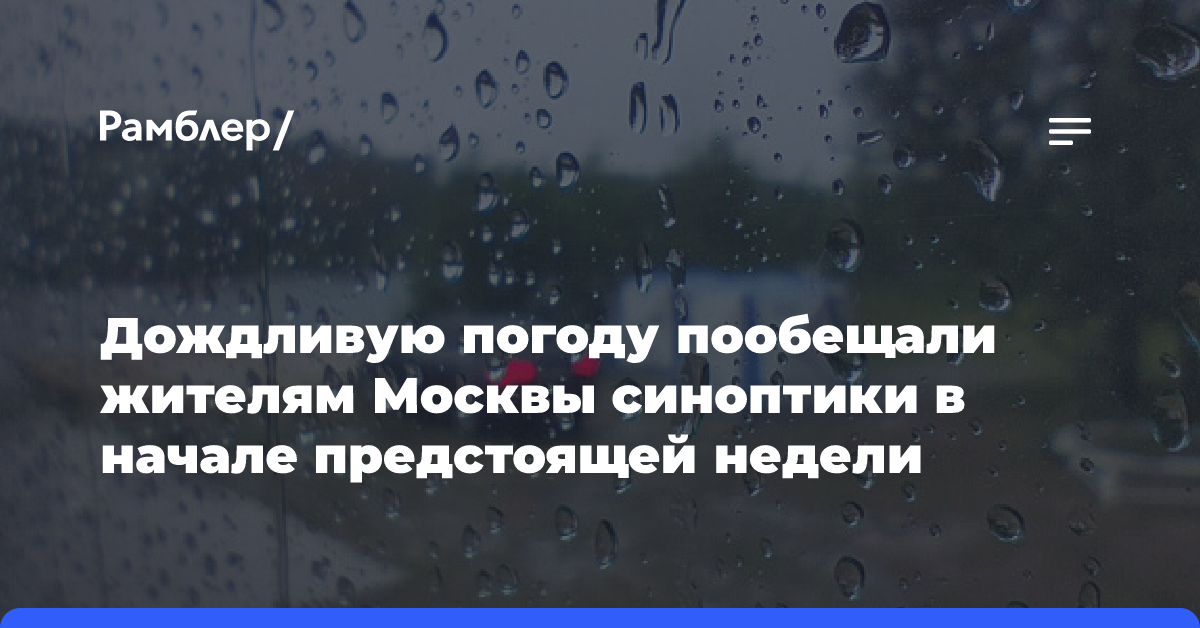 Дождливую погоду пообещали жителям Москвы синоптики в начале предстоящей недели