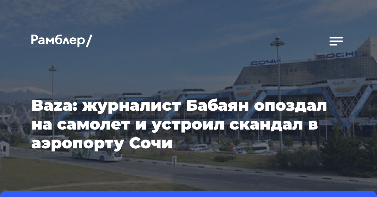 Baza: журналист Бабаян опоздал на самолет и устроил скандал в аэропорту Сочи