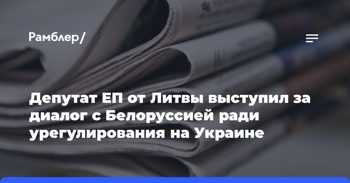 Депутат ЕП от Литвы выступил за диалог с Белоруссией ради урегулирования на Украине