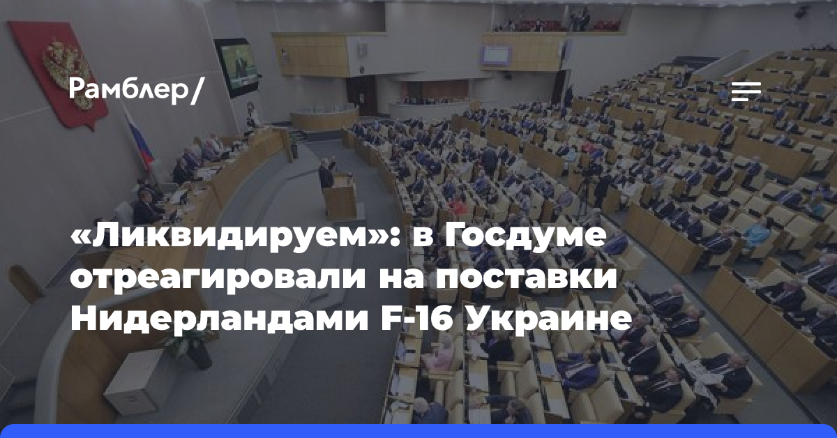 «Ликвидируем»: В Госдуме отреагировали на поставки Нидерландами F-16 Украине