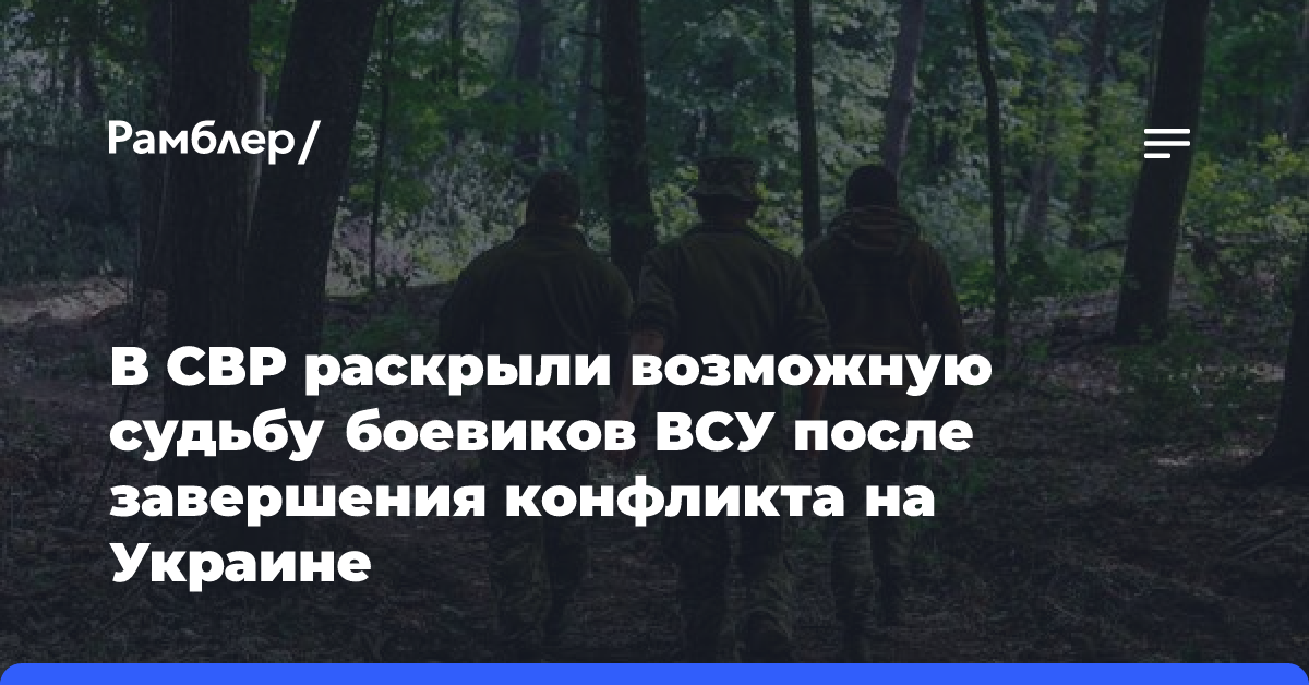 В СВР раскрыли возможную судьбу боевиков ВСУ после завершения конфликта на Украине