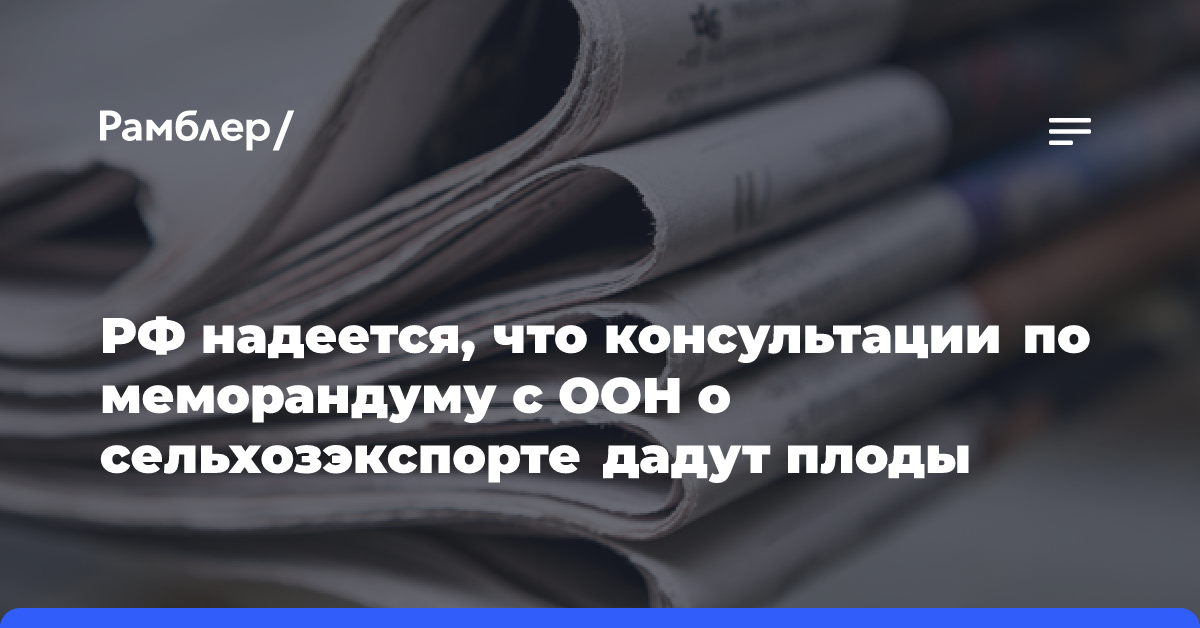 РФ надеется, что консультации по меморандуму с ООН о сельхозэкспорте дадут плоды