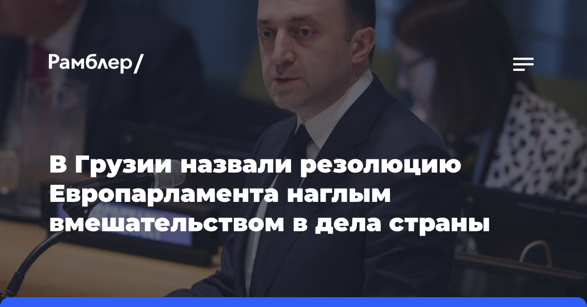 В Грузии назвали резолюцию Европарламента наглым вмешательством в дела страны