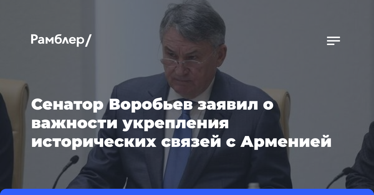 Сенатор Воробьев заявил о важности укрепления исторических связей с Арменией