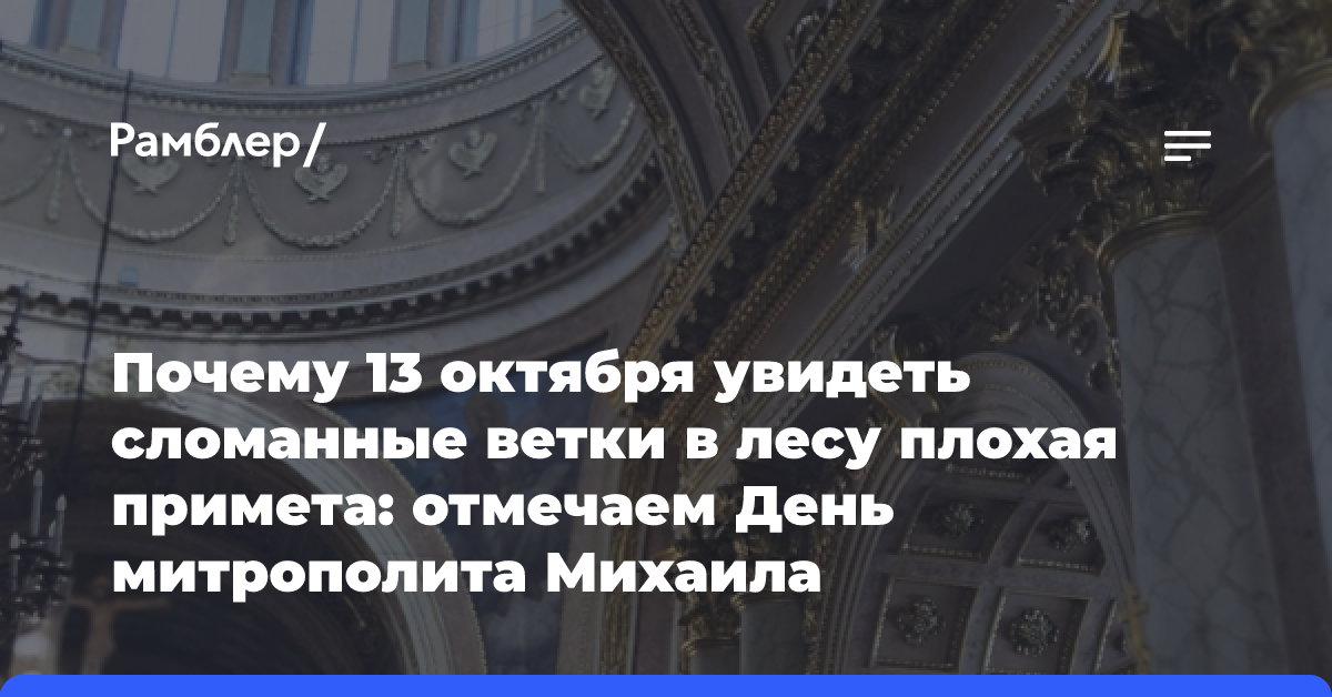 Почему 13 октября увидеть сломанные ветки в лесу плохая примета: отмечаем День митрополита Михаила