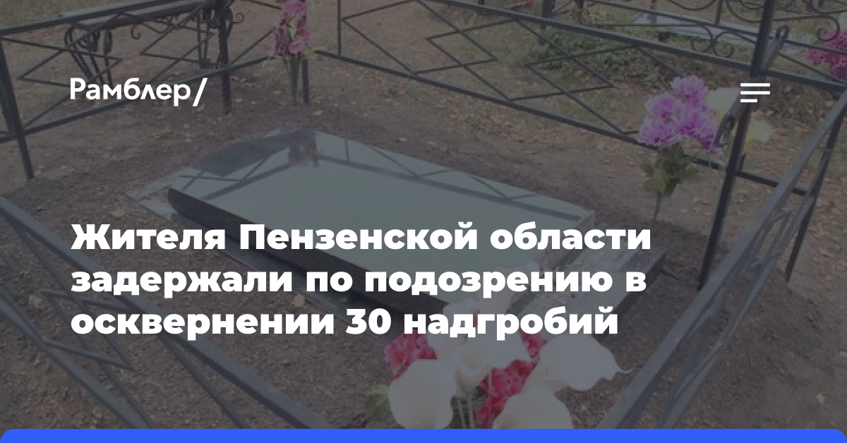 Жителя Пензенской области задержали по подозрению в осквернении 30 надгробий