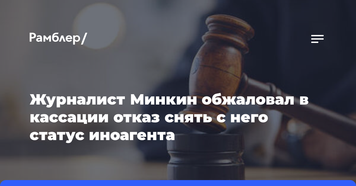 Журналист Минкин обжаловал в кассации отказ снять с него статус иноагента