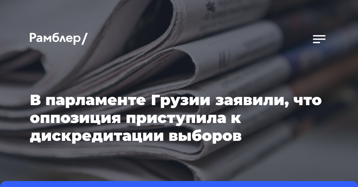 В парламенте Грузии заявили, что оппозиция приступила к дискредитации выборов