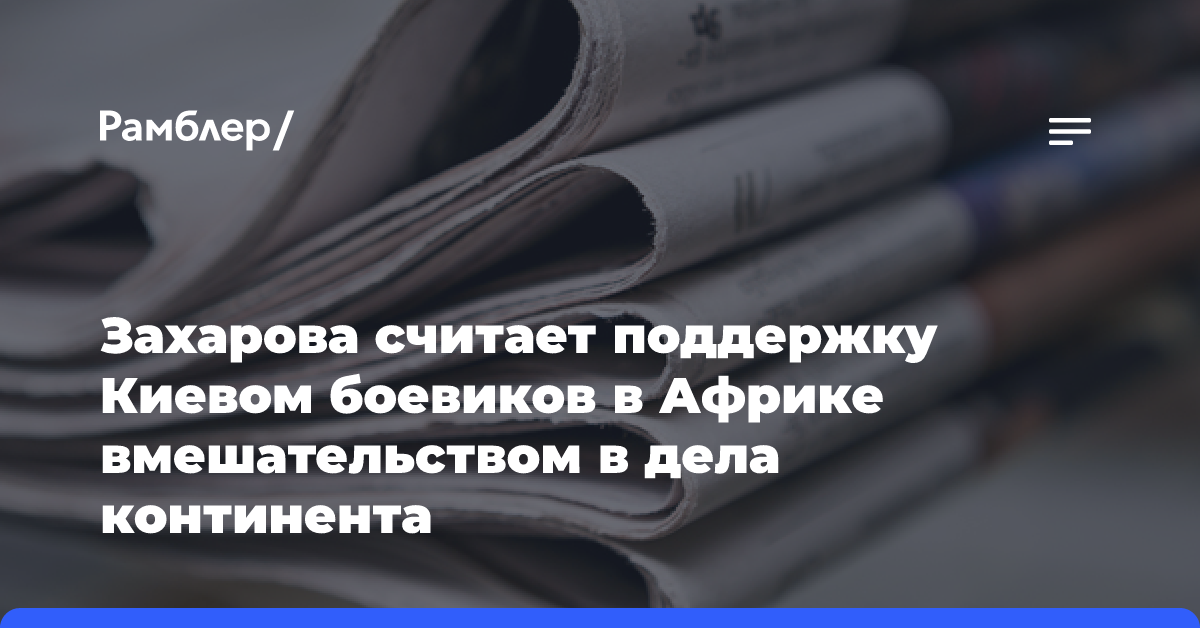 Захарова считает поддержку Киевом боевиков в Африке вмешательством в дела континента