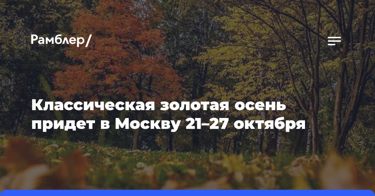 Октябрьские дни классической золотой осени придут в Москву на 21–27 октября