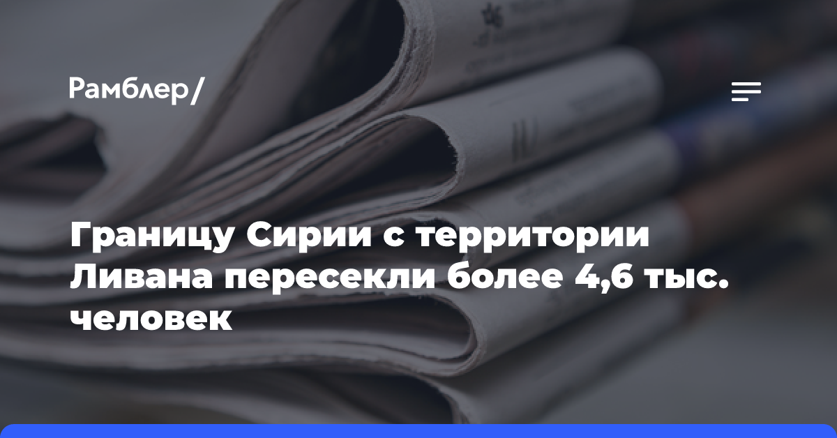 Границу Сирии с территории Ливана пересекли более 4,6 тыс. человек