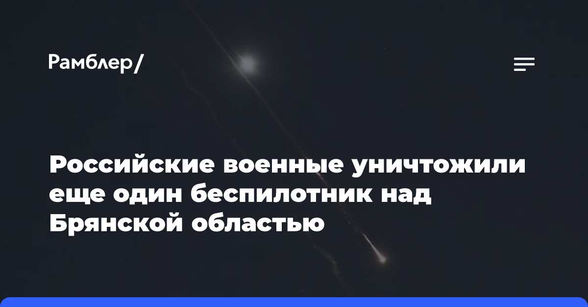 Богомаз: над Брянской областью ликвидировали украинский дрон