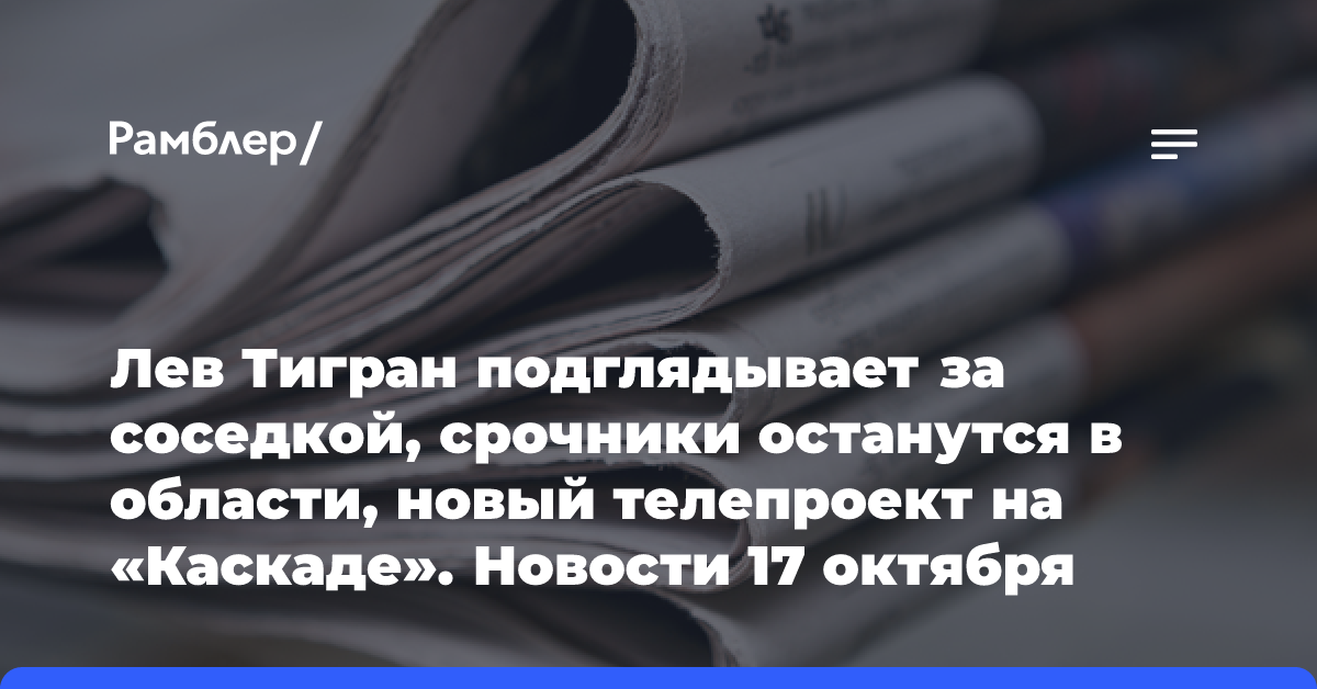 Лев Тигран подглядывает за соседкой, срочники останутся в области, новый телепроект на «Каскаде». Новости 17 октября