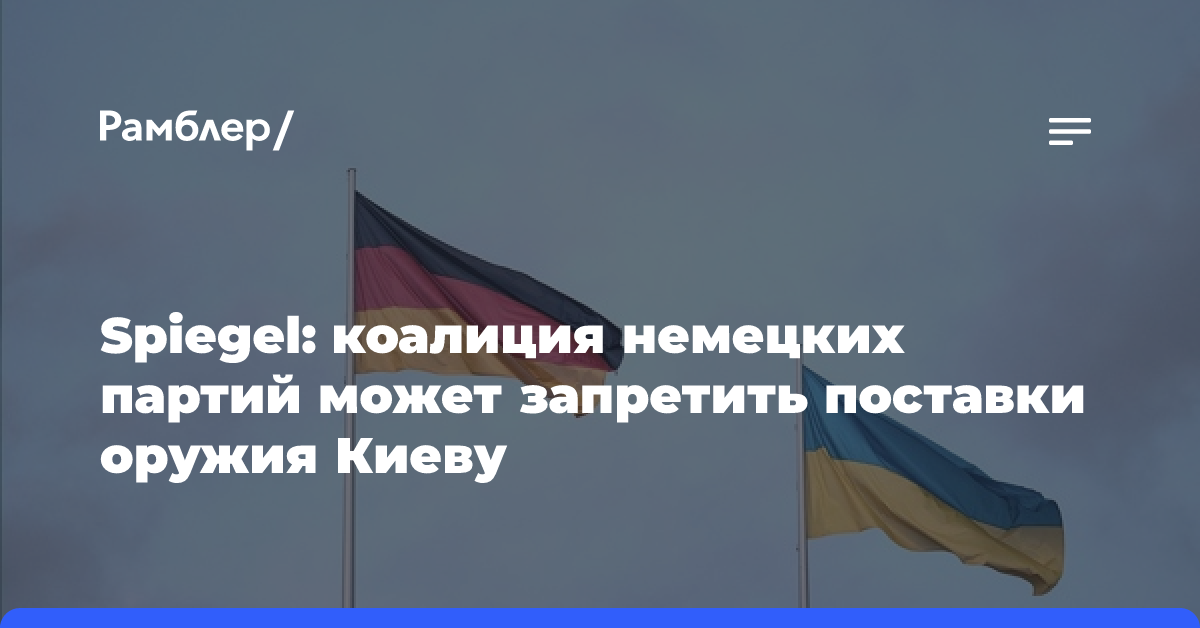 Spiegel: коалиция немецких партий может запретить поставки оружия Киеву