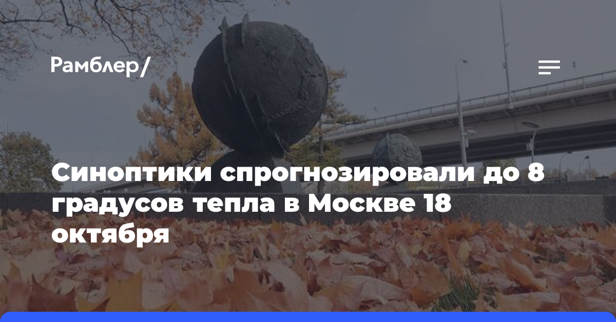 Синоптики спрогнозировали без осадков и до 8 градусов тепла в Москве 18 октября